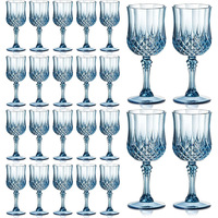 Verres à vin en plastique bleu vintage transparents style rétro pour réceptions de mariage et événements festifs