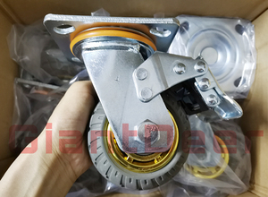 100 मिमी 125 मिमी 150 मिमी 200 मिमी हैवी ड्यूटी ब्लैक रबर स्विवेल प्लेट ब्रेक कैस्टर कैस्टर व्हील - Product Image 5