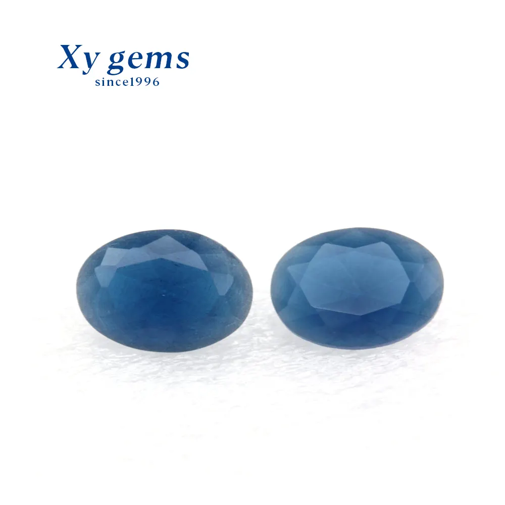 Blue Synthetic Glass One Side Polished Oval Cut Crystal glass gemstone