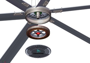 Moteur PMSM IE5, ventilateurs électriques HVLS de 24 pieds (7,3 m), grands ventilateurs de plafond industriels pour l'agriculture laitière, les entrepôts - Product Image 2