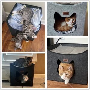 Nhà Máy Trực Tiếp Bán Thân Thiện Với Môi Pet Mèo Nhà Có Thể Tháo Rời Mèo <span class=keywords><strong>Cave</strong></span> Giường Tự Nhiên Cảm Thấy Tổ Có Thể Gập Lại 66L - Product Image 6