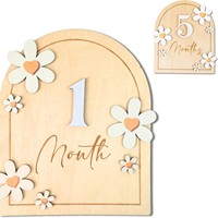 Nouvelle plaque murale artisanale en bois de marguerite blanche écologique pour nouveau-nés, avec gravure commémorative des étapes importantes, pour l'exportation