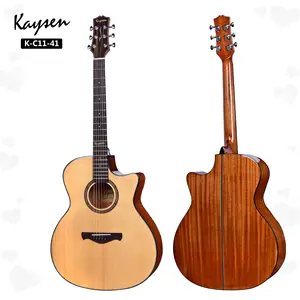 품질 중국 만든 단단한 가문비 나무 최고 어쿠스틱 기타 도매
