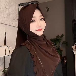 Voile musulman à bord festonné / Hijab à enfiler - Dernière conception, <span class=keywords><strong>tissu</strong></span> respirant - Product Image 6