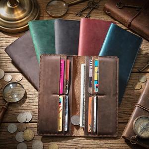 Vintage Cowhide Men's Long Clutch <b>Wallet</b> Genuine Leather Crazy Horse Finish Zipper Closure Business <b>Cards</b> Cash <b>Holder</b> - Product Image 1