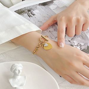 Hot Wholesale 18K Gold PVD Electroplated <b>Stainless</b> <b>Steel</b> OT Buckle Heart Bracelet Women's Jewelry - Product Image 2