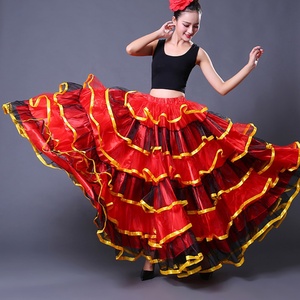 Falda Tutú Larga para Baile de Salón, <span class=keywords><strong>Flamenco</strong></span>, Danza del Vientre, Disfraz de Halloween para Mujer - Product Image 3