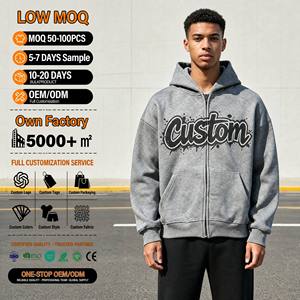 เสื้อฮู้ดซิปผู้ชายพิมพ์ลายตามสั่ง ผ้าฝ้าย 100% เฟรนช์เทอร์รี่ ทรงปกติ สวมใส่สบายๆ สำหรับฤดูใบไม้ร่วง - Product Image 1