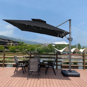 Sombrilla de Patio Impermeable Comercial para Exteriores, <span class=keywords><strong>Base</strong></span> de Acero, Diseño Moderno, Plegable, con Manivela, Muebles de Jardín para Hoteles - Product Image 3