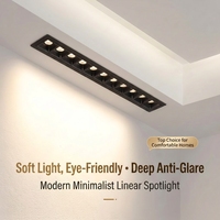 Spot LED COB linéaire encastré moderne 85-265V, intelligent, dimmable, sur rail magnétique, grille de focalisation, CRI élevé, usage commercial