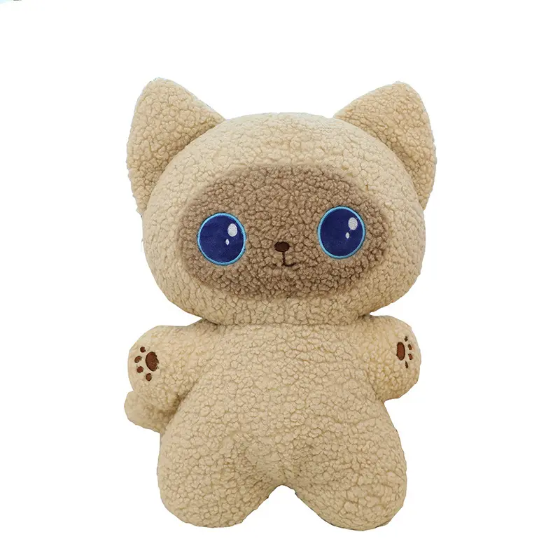 Yeni mavi gözlü kedi peluş bebek sevimli kedi hediye yatak yastık peluş oyuncak tedarikçisi özel yumuşak oyuncaklar dolması