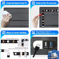 Ruban LED RVB Flexible 5m pour Rétroéclairage de Téléviseur Intelligent avec Connectivité USB, Télécommande et Interrupteur, Indice IP20, 5V