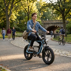 Vélo électrique à pneus larges de 20 pouces avec frein à disque hydraulique, vélo tout-terrain avec pédales pliables pour les voyages d'aventure en plein air - Product Image 1