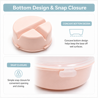 Boîte à lunch ronde en plastique PP de 890 ml, vente en gros OEM, avec 3 compartiments, couvercle transparent et cuillère, pour l'école, le bureau, les pique-niques
