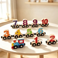 Train en bois avec animaux et chiffres, jouets éducatifs Montessori pour tout-petits, jouets éducatifs précoces pour développer la motricité fine des enfants