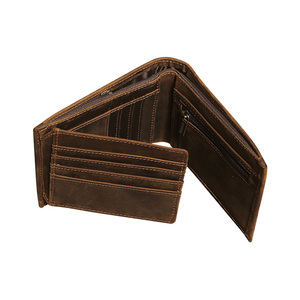 לוגו מותאם אישית סיטונאי ממוחזר עור סוס מטורף טריפולד RFID ארנק לגברים - Product Image 6