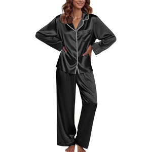 Bedruckte Pyjamas Satin-Pyjama-Set Weiche Loungewear für Damen 2-teiliges Kurzarm-Schlafanzug-Set Bequeme Nachtwäsche - Product Image 1