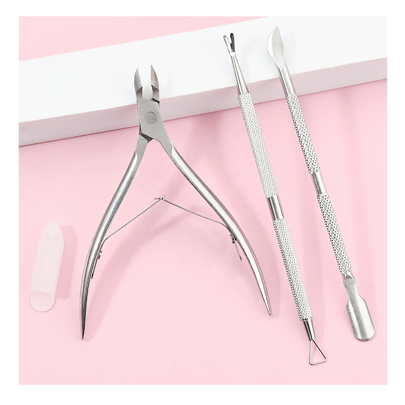 Dode Huid Schaar + Cuticula Pusher Roestvrij Staal Zilver Metaal Dode Huid Nagel Pusher Cuticula Set Voor Manicure