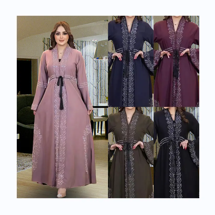 En Gelegenheidskleding Opgesmukte Stenen Stijlvolle Burka Moslim Strass En Kralen Abaya Formele Vrouwen Zwarte Abaya Dubai Abaya