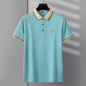 Moda de negocios diaria de verano para hombre para Polo, nueva tela de punto de manga corta transpirable, Color sólido con bordado 3D - Product Image 2