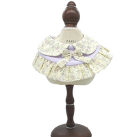 Collier-bavoir en coton doux à motif floral avec nœud à volants et boutons-pression réglables pour petits chiens et chatons – Vêtements pour animaux de compagnie en gros