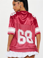 Camiseta Deportiva Oversize Personalizada para Mujer, Transpirable, con Estampado de Número, Cuello en V, Informal, para Gimnasio y Uso Diario