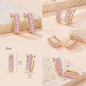 ต่างหูแฟชั่นผู้หญิง18K สีโรสโกลด์ชุบสีฟ้าแวววาวเครื่องประดับคอสตูม CZ ต่างหูสำหรับผู้ผลิตขายส่ง - Product Image 2