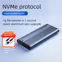 Boîtier SSD M.2 NVMe en aluminium USB3.2 Gen2 10 Gbps sans outil, compatible avec les clés M et B/M 2242/2260/2280, capacité maximale 8 To