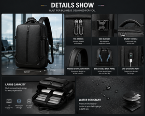 Sac à dos antivol haute performance pour ordinateur portable, étanche avec port USB, idéal pour les études, les week-ends et les <span class=keywords><strong>voyages</strong></span> en avion (vente en gros) - Product Image 4