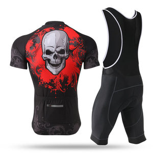 Conjunto de Jersey de Ciclismo para Hombre, Talla Grande, Estampado de Calavera, Manga Corta, Negro y Rojo, Transpirable, Secado Rápido, Elástico en Cuatro Direcciones, Protección UV - Product Image 2