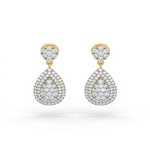 Teardrop Shape <b>Diamond</b> Cluster Drop <b>Earrings</b> Pear Shape <b>Diamond</b> Pave <b>Dangle</b> <b>Earrings</b> 18K 14K Gold Plated Fine Jewelry for Women - Product Image 1