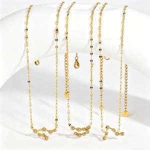 Collier Pendentif Zircon 12 Constellations Plaqué Or 18K PVD, Étanche et Inoxydable en Acier Inoxydable, Bijou Tendance - Product Image 5