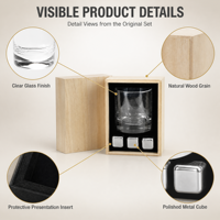 Cadeaux d'entreprise personnalisés : Verre à whisky en acier inoxydable avec glaçons et emballage en bois pour la reconnaissance des clients et les cadeaux pour partenaires
