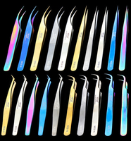 Pince à Épiler d'Isolation pour Extensions de Cils Noire Pointue en Acier Inoxydable de Volume, Vente en Gros, Logo Personnalisé, Marque Privée