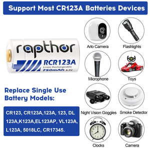 Rapthor 4パック3.7V 750mAh充電式CR123Aリチウム電池Arloカメラ懐中電灯センサーに対応 - Product Image 4