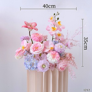 Ensemble de fleurs artificielles roses et violettes pour mariage, décoration murale, rangée de fleurs en soie pour table, toile de fond florale - Product Image 6