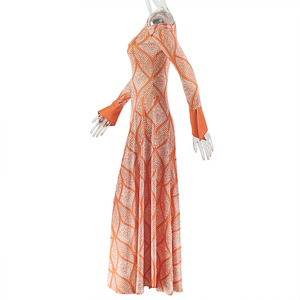 Robe longue évasée à manches longues pour <span class=keywords><strong>femme</strong></span>, imprimé STOCK, style africain, tailles S-L - Product Image 4