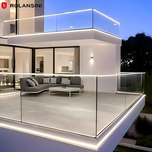 Système de garde-corps en <span class=keywords><strong>aluminium</strong></span> moderne pour escalier, porche et <span class=keywords><strong>balcon</strong></span>, utilisation intérieure/extérieure, garantie 5 ans, garde-corps en verre Rolansini - Product Image 1