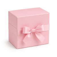 Boîte cadeau pour bijoux, rose pastel, ruban satiné mat, nœud pliable, taille personnalisée pour bagues, boucles d'oreilles, emballage cadeau pour les fêtes, provenant de l'usine