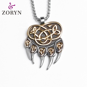 Colgante de Acero Inoxidable con Nudo Celta de Pata de Oso, Estilo Vikingo, Nórdico, Pagano, Gótico, Motero, en Oro, Plata, Titanio, Joyería de Moda para Hombre - Product Image 1