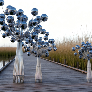 Vincentaa - Escultura Moderna de Acero Inoxidable para Exteriores, Escultura Artística de Bola de Árbol para Parques, Proveedor de Esculturas Personalizadas - Product Image 6