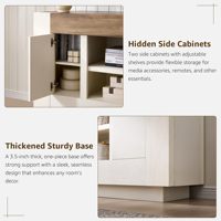 Meuble TV rustique bicolore en bois massif avec rangements ouverts et armoires latérales, mobilier de salon OEM/ODM