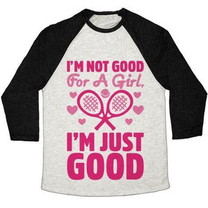 Camiseta de béisbol unisex de mezcla triple con estampado de tenis: No soy buena para ser una chica, sólo soy buena en tenis - Product Image 4