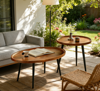 Table d'appoint de style moderne en noyer noir, table basse pour salon, table basse en bois pour salon, table basse en bois pas chère