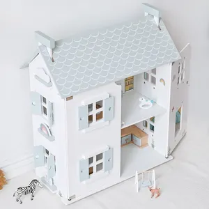 Casa de muñecas de princesas para niñas, juguete de simulación de juego de dos pisos nórdico de nuevo diseño, casa de muñecas para niñas, regalo de cumpleaños