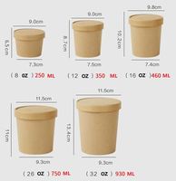 Gobelets en kraft biodégradables de qualité alimentaire de 26 oz, contenants à soupe à emporter, contenants à soupe à emporter, bols à soupe chauds jetables recyclables