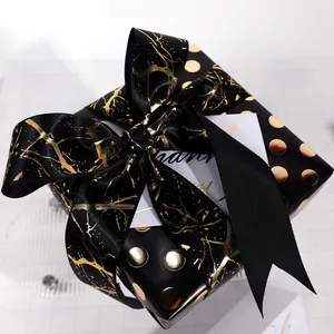 New Design Logo Dot Gift Wrapping Foil Paper 43*300 Cm Roll Black Wedding Wrap Paper Packaging