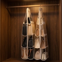 Modern Wall Mounted Leather Multi-Layer Dustproof Bag Storage Hanging Rack Organizer for Living Room