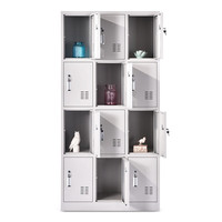 Armoire à casiers moderne en acier à 12 portes avec design verrouillable, durable et écologique, assemblée pour une utilisation en salle de sport, école, bureau, maison, chambre