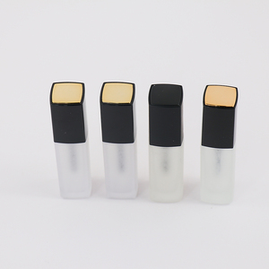 Tùy Chỉnh Rỗng Rõ Ràng Frosted Glass Đen Quảng Trường Lip Gloss Ống Container Với Đầu Vàng - Product Image 5
